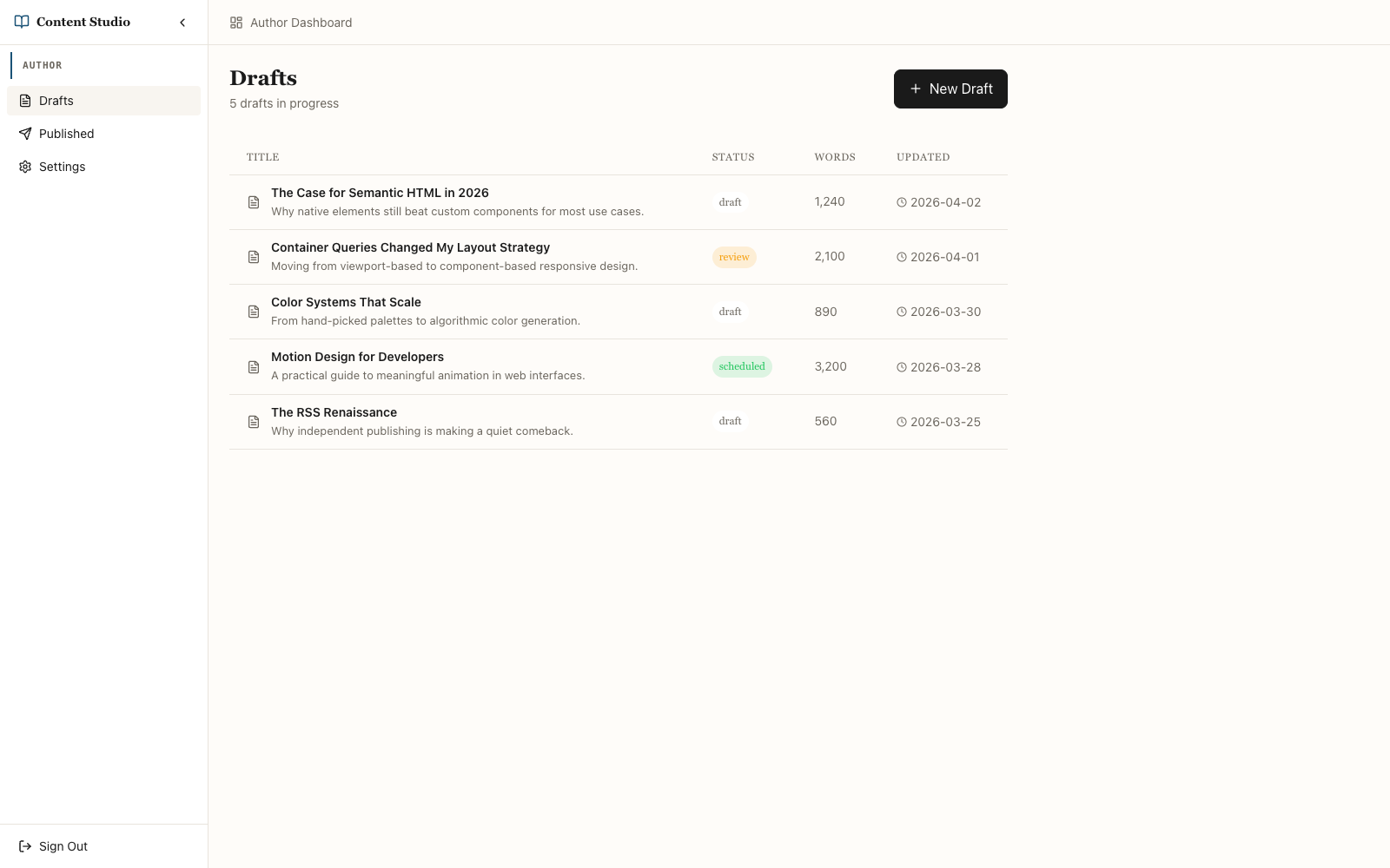 Content Studio preview