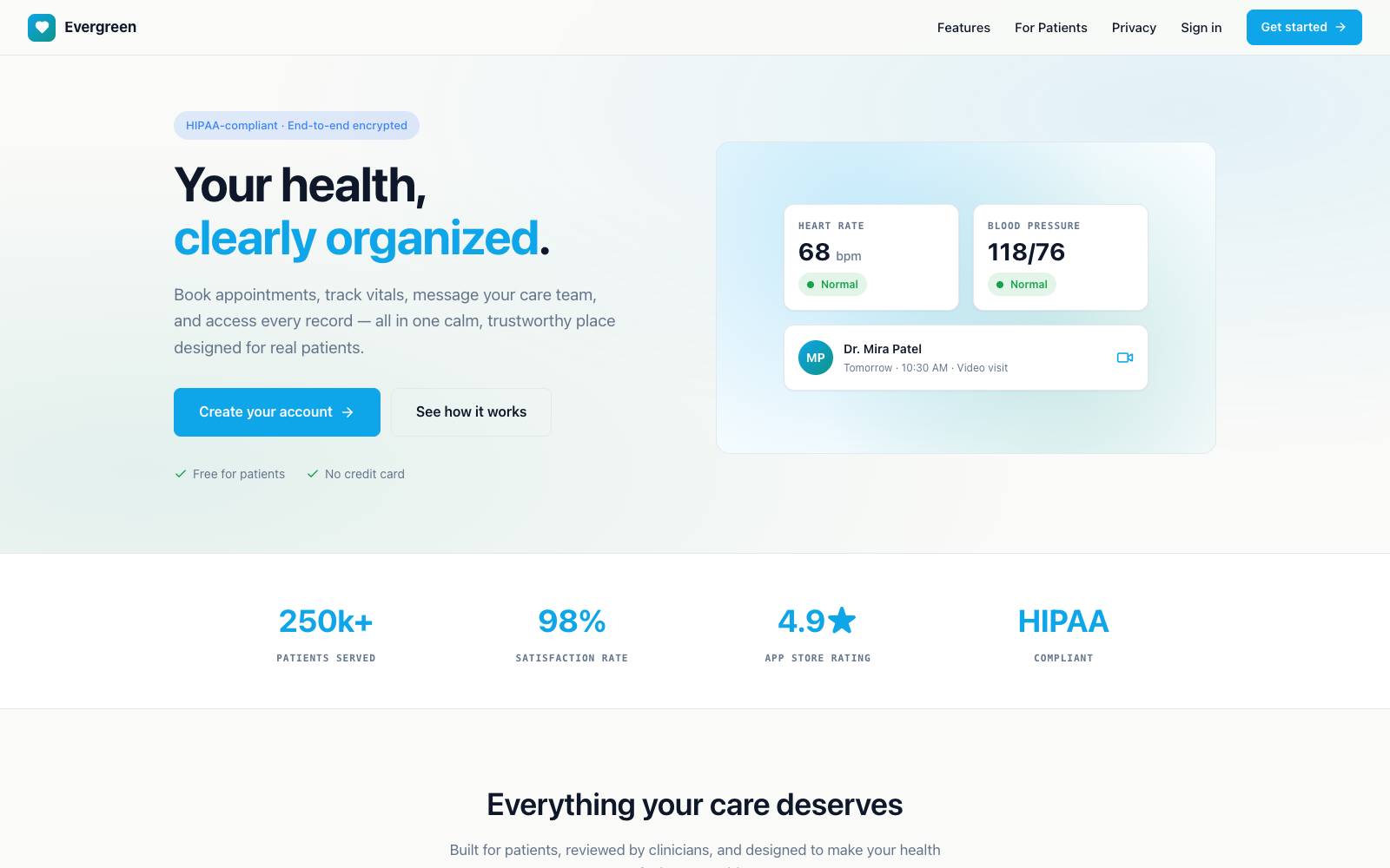 Health & Wellness Portal screenshot preview