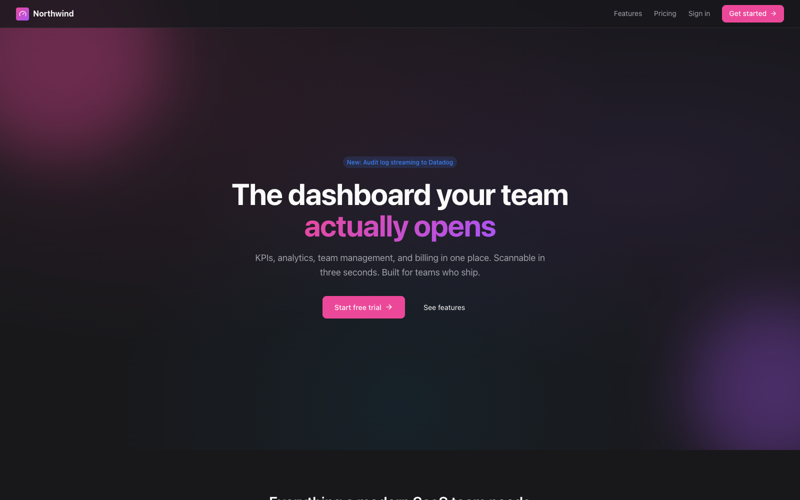SaaS Dashboard screenshot preview